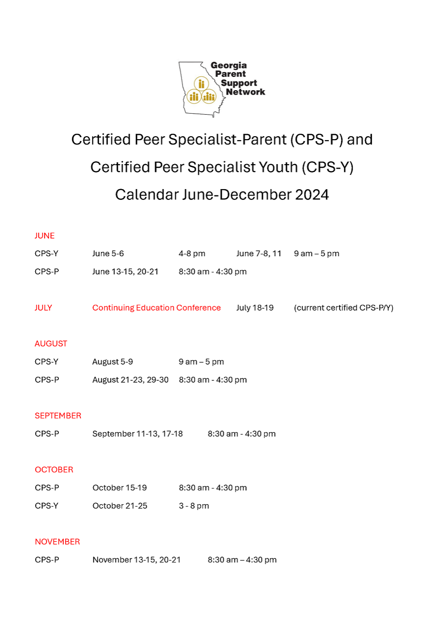 CPS Parent and Youth Calendar June-December 2024